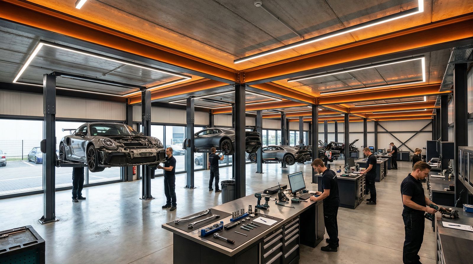 高清3D动漫改装车间视频